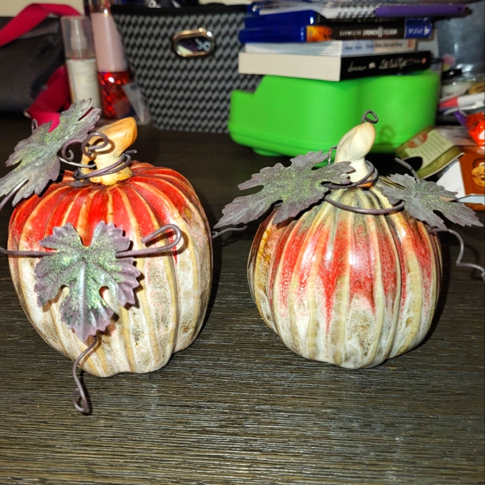 Ceramic pumpkin decor.
